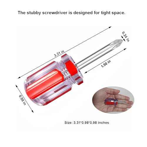 Stubby Phillips Screwdriver,4 Pieces Short Phillips Screwdriver #2 Magnetic,Small Pocket Driver for DIY Repairing