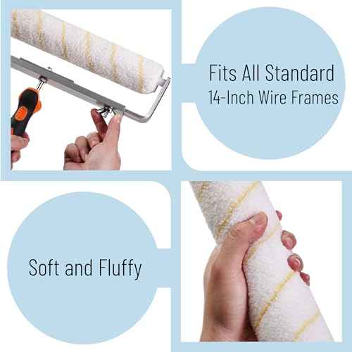 Bates- Paint Roller Covers, 14 Inch, 3 Pack, Yellow Stripes, 1/2" Nap Microfiber Paint Rollers