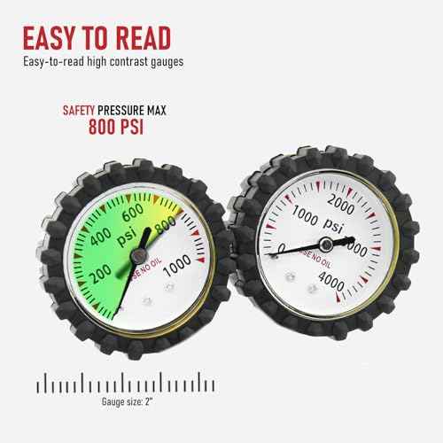 RX WELD Nitrogen Regulator with 0-1000 PSI CGA580 Inlet, Delivery Pressure Equipment Brass Inlet Outlet Connection Gauges with Refrigeration Hose