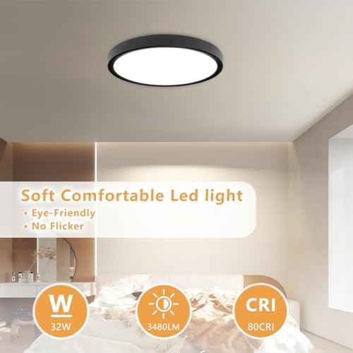 2PK 15.8 Inch Led Ceiling Light Flush Mount, 32W, 3480LM, 3000K/4000K/6000K CCT Selectable Super Slim LED Ceiling Light, Low Profile Round Flat Panel Fixture for Hallway, Bedroom,Kitchen ect