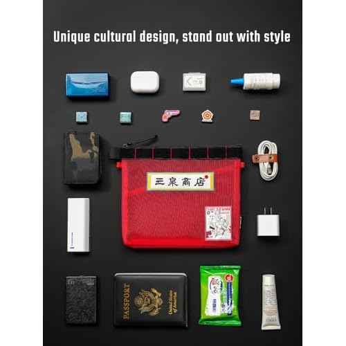TACTICAL_GEEK Storage A11 & Sunizumi Shoten Collaborative EDC Organizer Pouch: Manga-Style Semi-Transparent Mesh Bag for Digital Tool Organization