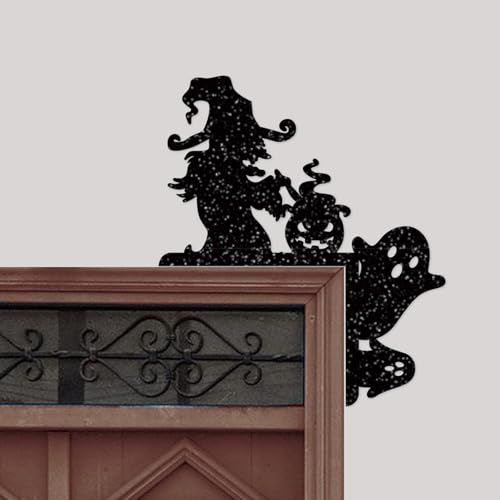 Removable 8 Pack Creative Halloween Switch Decal - Black Ghost Skeleton Witch Door Frame Wall Decorative Art Murals for Living Room Bedroom Bathroom Kitchen Light Switch Decor