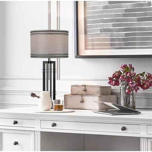 27in Tall Table Lamps for Living Room Button Control Farmhouse Rustic Table Lamps Set of 2 SideTable Lamps Black&Grey Bedroom Lamps for Bedside Nightstand End Table 2025 New