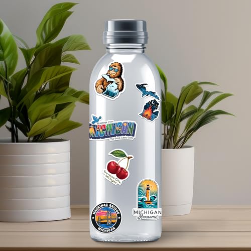 Michigan State Travel Stickers 50 Pieces Vinyl Waterproof Decal for Laptop Water Bottle Phone Car Window Bike Motorcycle Stakeboard Scrapbook Sticker Gifts