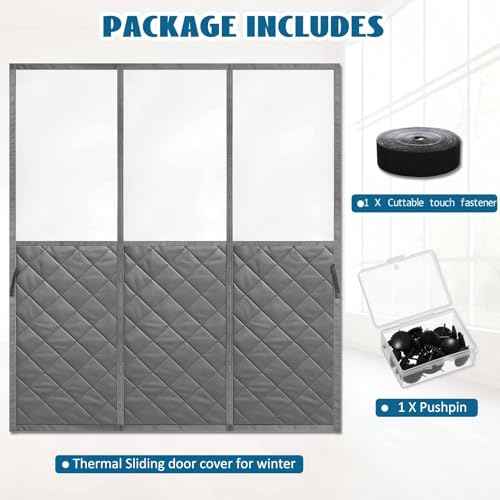 Magnetic Thermal Insulated Door Curtain with Visible Windows for 72" x 80" Doors, Thicken Made of Oxford and Cotton Insulated Curtain for Winter Sliding, Patio and French Doors