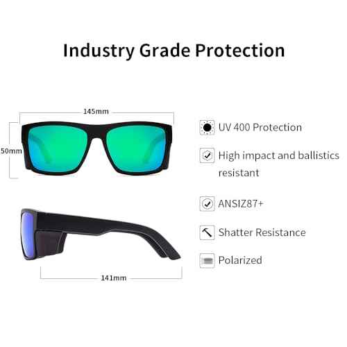 Men's Safety Sunglasses, Matte Black,Polarized Safety Sunglass Lenses,Meets ANSI Z87+ Standards,UV Protection