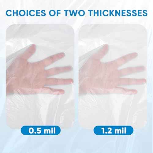 TICONN 12 x 9 Ft Plastic Drop Cloth for Painting, Waterproof Painters Plastic Sheeting, Painting Tarp for Furniture Cover, Floor Protection (6PK, 0.5Mil)