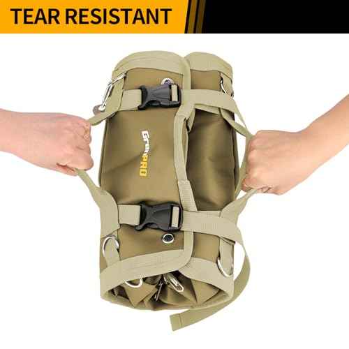 Tool Bag Roll Up, Tool Roll Portable Foldable Tool Storage with 2 Detachable Pouches, Soft Rollable Tool Pouch for Mechanics, Electricians, DIY, Gifts for Dad, Men Birthday Gift, Khaki