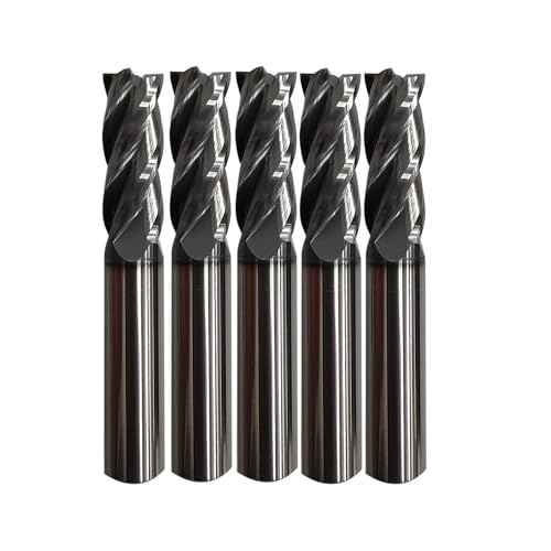 5pcs 1/8" Carbide Square End Mill for Steels, HRC 55 Deg, 4 Flute, AlTiN Coating End Mill Bits for Milling Alloy Steels, Hardened Steel, Metal & More