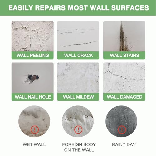 Drywall Repair Kit, 2 Pcs Spackle Wall Patch Repair Kit with Scraper, Wall Mending Agent Wall Putty Paste Wall Hole Filler in Home Large Hole Drywall Patch, Quick Repair Crack, Plaster Wall Repair