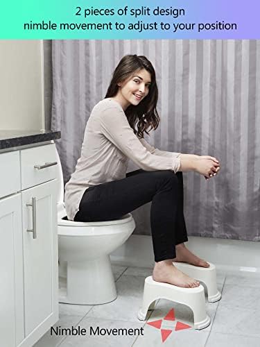 EVRON Toilet Stool 7" Bathroom Squatting Poop Stool for Potty Assistance,Portable Plastic Potty Stool for Adults,Space Saving Storage,Flexible Distance Adjustment Stackable Design(Clear 1 Pairs)