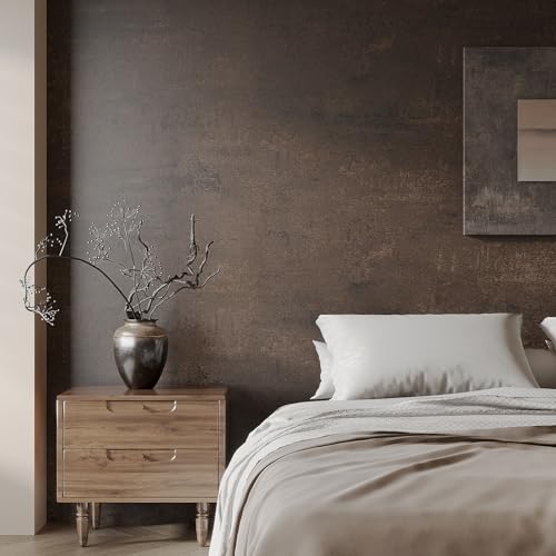 VaryPaper 15.7" x 78.7" Industrial Brown Concrete Wallpaper Peel and Stick Textured Concrete Contact Paper for Countertops Waterproof Self Adhesive Lime Wash Cement Wall Paper for Bedroom Bathroom