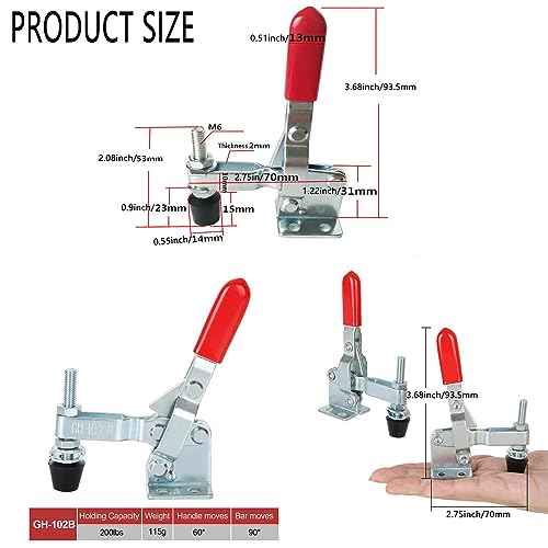 12 Pack Toggle Clamp, Adjustable Hold Down Clamps for Woodworking 200lb Holding Capacity 102-B Style Vertical Quick Release Toggle Clamps for Smokers, Doors, Cabinets, Tool Boxes