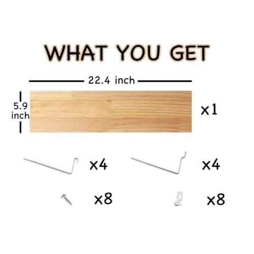 SEVENY 1 Pack Pine Wooden Pegboard Shelf Wall Organizer,Shelves for PegBoard, Wooden Board for Walls Home, Garage Tool Storage, Office Organization, Kitchen, Craft Room, Garden, Garage,Large