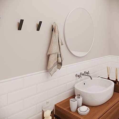 Homeforia Walnut Wood Coat Hooks, High End Walnut Wood & Black Metal Wall Mounted Coat Hooks, Mid-Century Modern Clothes Hooks, Heavy Duty Wooden Hooks for Hanging Coats, Hats, Towels & More, Set of 6