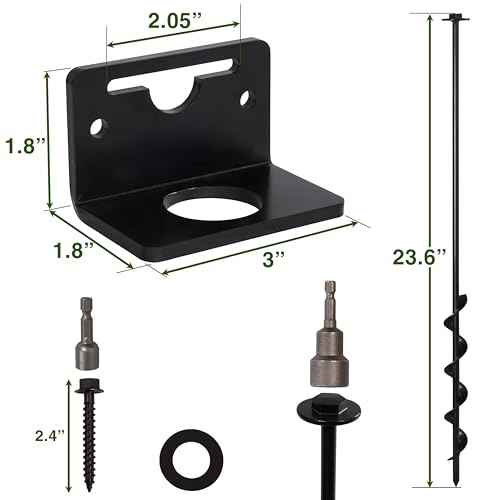 VASGOR 24¡± Mobile Home Anchors - Ground Anchor Screw in with Brackets and Adapter for Drill - Earth Anchors - Storage Shed and Swing Anchor Kits