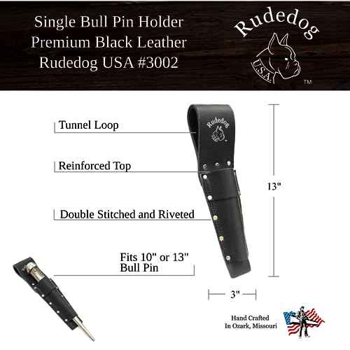 Single Bull Pin Holder - Premium Black Leather - Rudedog USA #3002