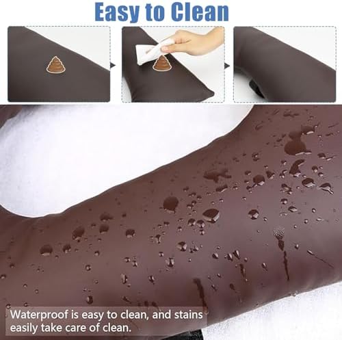 Bedside Commode Cushion - Washable 16.5" X 16.5" Thick Pad PU Cover with Fixing Straps for Commode Chair,Portable Toilet Seat Cushion for Seniors Raz Shower Chair Seat,Brown