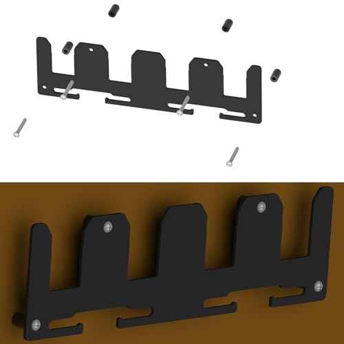 Aluminum Battery Rack, 4 Slot, Black, Compatible with DeWalt 20V Battery, Wall Mount, Garage Tool Organizer