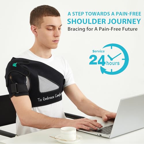 KD Shoulder Support Brace: Shoulder Stability Brace for Torn Rotator Cuff, AC Joint Pain Relief, Dislocation, Tendonitis, Arthritis - Shoulder Braces for Men/Women with X-Strap Support System