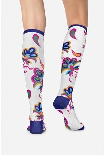 Cherokee Women's 10-15mmHg Compression Socks – Fun Print Knee Highs with Light Support, Soft Feel - PRINTSUPPORT