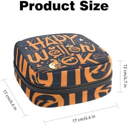 Sanitary Napkin Storage Bag for Women Cute, Feminine Menstruation Pad Holder for Period, Portable Zipper Menstrual Pad Bags Halloween Letters