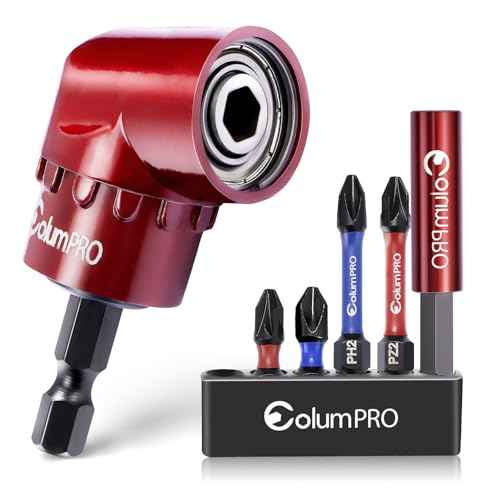 105 Degree Right Angle Drill Screwdriver Bit Set, 1/4¡± Hex Shank Right Angle Drill Attachment with 4PCS PZ2 & PH2 Screwdriver bits and bit holder