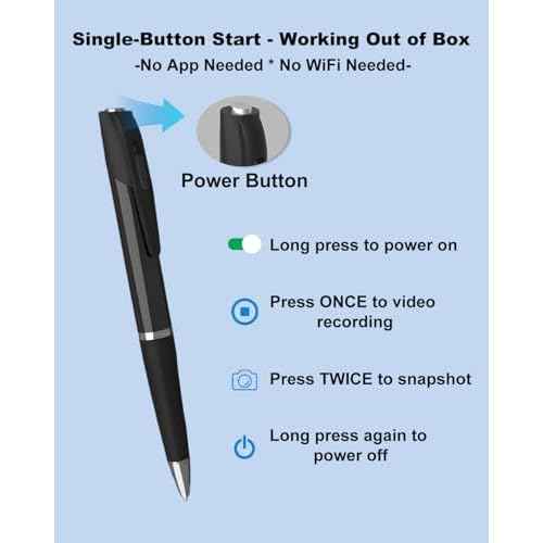 Hidden Camera, Spy Pen Camera with 64GB TF Card, 1080P HD Portable Body Cam with Video or Picture Taking, Loop Storage, Small Camera Pen for Business, Offices, Outdoor
