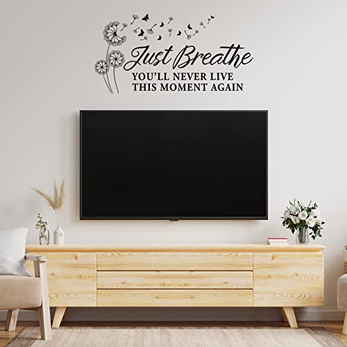 Just Breathe Vinyl Wall Decal Inspirational Wall Sayings Yoga Quotes Decals Wall Art Lettering Home Decor