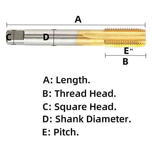 Metric M8 X 1.25 HSS Ti-Coated Straight Flute Thread Tap, M8 X 1.25mm Titanium Coated Thread Machine Tap Right Hand