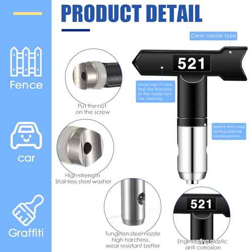 15 Pcs Airless Paint Sprayer Accessories Included 8 Pcs Reversible Airless Sprayer Tips, 2 Pcs Nozzle Tip Guard and 5 Pcs Airless Paint Sprayer Gun Extension Wand with Red Guard Pole Rod