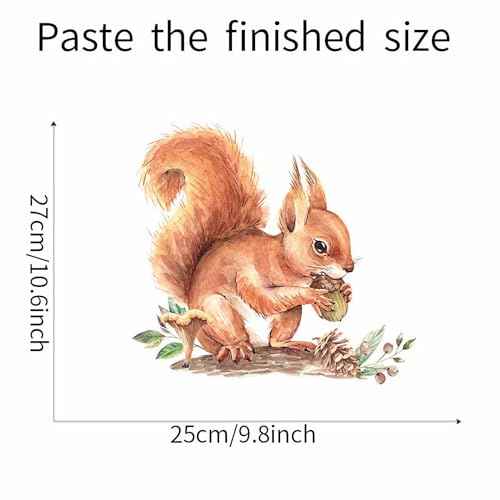 Cute Baby Squirrel Pinecone Wall Stickers, sacinora Cartoon Little Animal Wall Decals Removable Vinyl Peel and Stick for Kids Baby Nursery Living Room Bedroom Playroom Kindergarten Art Decorations