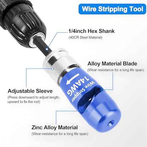Wire Stripper and Wire Twister for Drill AWG Wire Stripping Wire Twisting Tool 6/8/10/14 AWG Cable Stripper Electrician Tool Set Electrical Wire Connector Tool