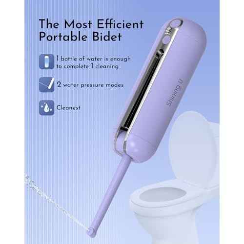 Portable Bidet for Travel, Rechargeable Electric Travel Sprayer with Adaptor, Waterproof High Pressure Handheld Bidet for Women Men Cleaning (Purple)