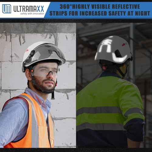 Safety Helmet with Build-in Visor, Hard Hat with Vented Design, ANSI Z89.1 Certified, Ideal for Industrial and Construction