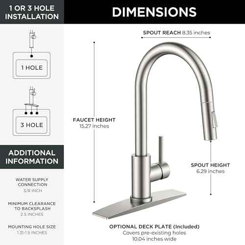 FORIOUS Kitchen Faucet with Pull Down Sprayer, Classic Single Hole Kitchen Sink Faucet with Deck Plate, Brushed Nickel Single Handle, High Arc Stainless Steel for RV Bar Farmhouse Laundry Outdoor