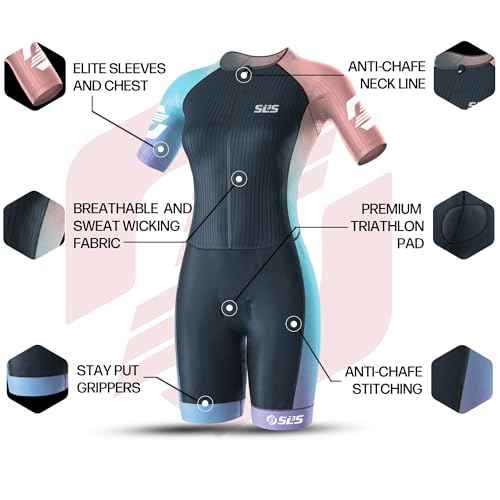 SLS3 Triathlon Suits Women Elite Aero Sleeved Tri Suit Women, Trisuit, Quick-Dry, Italian Chamois, Ready for Any Distance