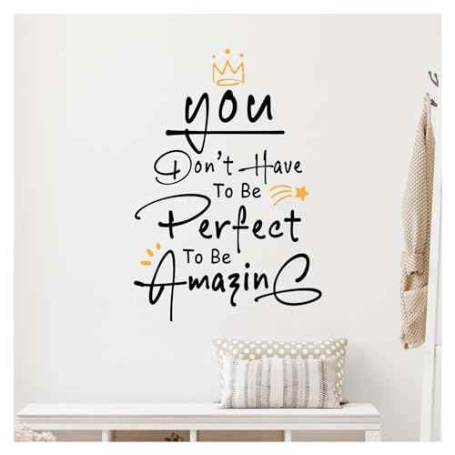 Motivational Stickers - You Don't Have to Be Perfect to Be Amazing Wall Decals Peel and Stick, Inspirational Quotes Vinyl Stickers, 17¡¿24 inch Wall Decor for Living Room Bedroom Office (Style1)