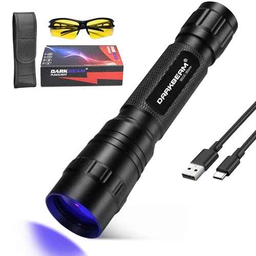 DARKBEAM UV Flashlight 365 nm Light Blacklight, Mini Powerful Wood¡¯s Lamp USB-C Rechargeable, LED 10W Ultraviolet Flashlights Pocket Pet Urine Detector for Mineral, Uranium Glass, Resin Curing