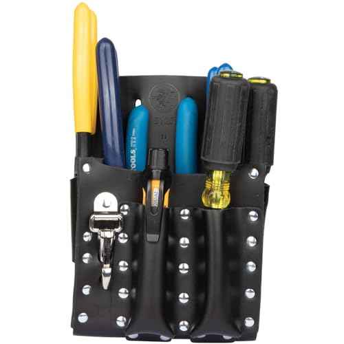 Klein Tools 5126 Leather Tool Pouch with Knife Snap, 5-Pocket