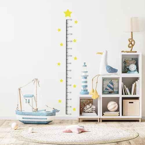 Wall Stickers Star Height Stickers Growth Chart Sticker for Wall Measure Decals Ruler Wall Decals for Children Nursery Wall Decor Baby Bedroom Toddler Living Room Playroom Decorations (Star)