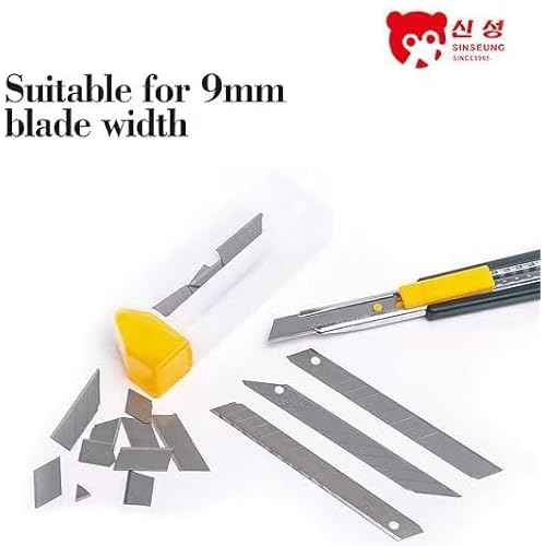 20PCS 9MM Heavy-Duty Carbon Steel Utility Knife Replacement Blades, Snap Off Blades with Blade Breaker and Recycling Box, 9mm Cutting Blades, 60 Degree