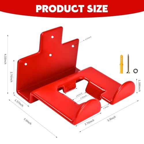 Garage Organization Weedeater Hanger Garage Organizer Trimmer Rack, Wall Mount Garden Tool Organizer Heavy Duty Tool Hangers for Hedge Trimmer, Chainsaw and Leaf Blower (2 Pack, Red)