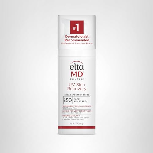 EltaMD UV Skin Recovery 100% Mineral Sunscreen, SPF 50, Redness Correcting Face Sunscreen, Safe for Sensitive Skin, 1.7oz