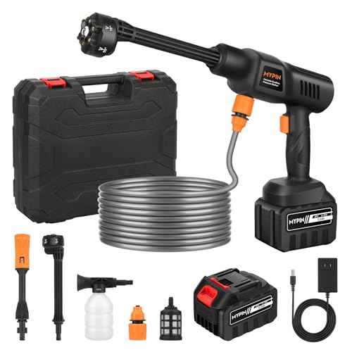 Portable Cordless Pressure Washer, 600 PSI 3.0Ah Rechargeable Battery Powered Pressure Washer, 6-in-1 Nozzle with Standard Nozzle for Car Floor Wall Fence Cleaning, Pet Cleaning