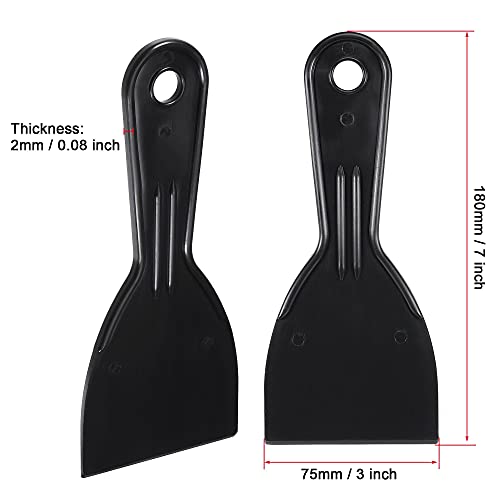 uxcell Putty Scraper 3" ABS Plastic Spatula Drywall Patch Repair Spreader Wall Covering Smoother Black 4Pcs