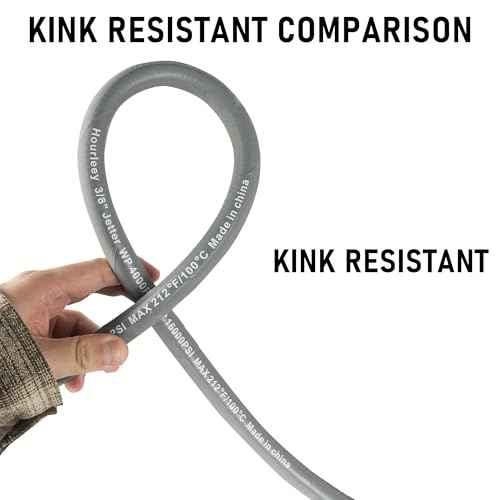 Hourleey Pressure Washer Hose 50FT, Kink Resistant High Tensile Wire Power Washer Hose, Rubber Wire Braided with 3/8" Quick Connect for Hot/Cold Water, 4000 PSI, Gray