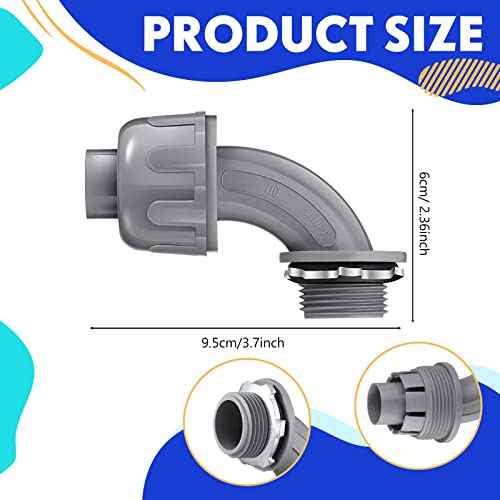Liquid Tight Connector 3/4 Inch 90 Degree Non Metallic Flex Electrical Conduit Fittings, Electrical Conduit Connector Fitting for PVC Pipe Cable Home Kitchen (50 Pcs)