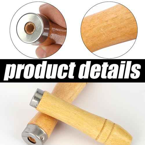 12Pcs Wood File Handles, 6Pcs Large Wood Handle for 10"-12" File and 6Pcs Medium Wood Handle for 6"-8" File, Screwdriver Hand Drill File Handle with Metal Collars, Round Hole Small Wooden Handle