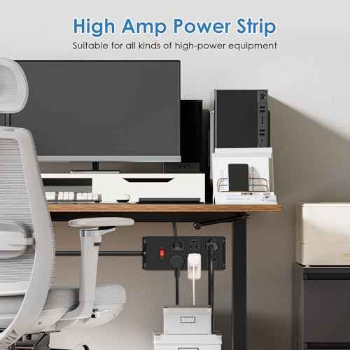 JUNNUJ 20 Amp Power Strip Heavy Duty 2 Pack, Garage 6 Outlets Metal 12 Gauge Surge Protector 3000J, High Amp 5-15P Adapter Shop 6-20R T-Slot Industrial (6AC 2-Pack, 6FT)